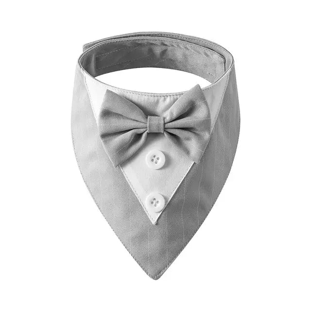 grey tuxedo bow tie on a white background
