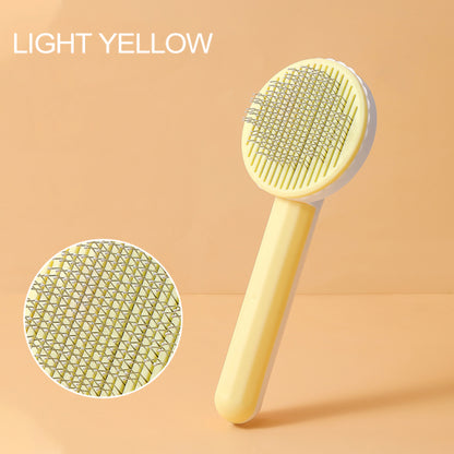 yellow brush with close up image of bristles in inset. yellow background. 