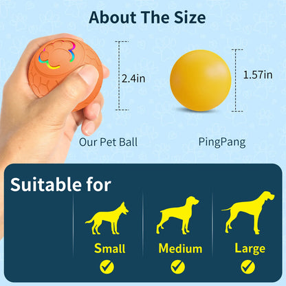 human hand holds the SmartPlay Rolling Pet Ball, displaying size. 