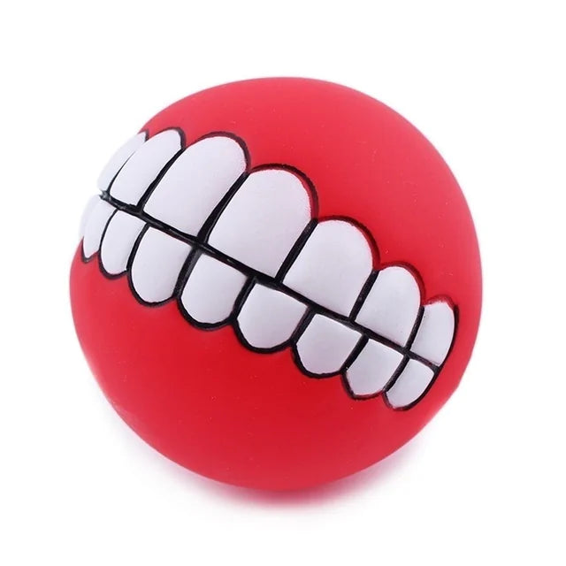 red smile ball white background