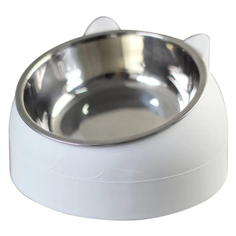 white purrfect cat bowl white background