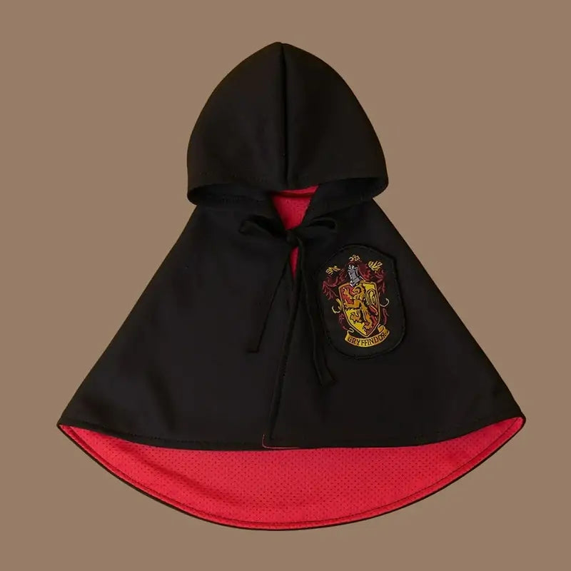 Black and red Wizard Cosplay Cape, beige background 