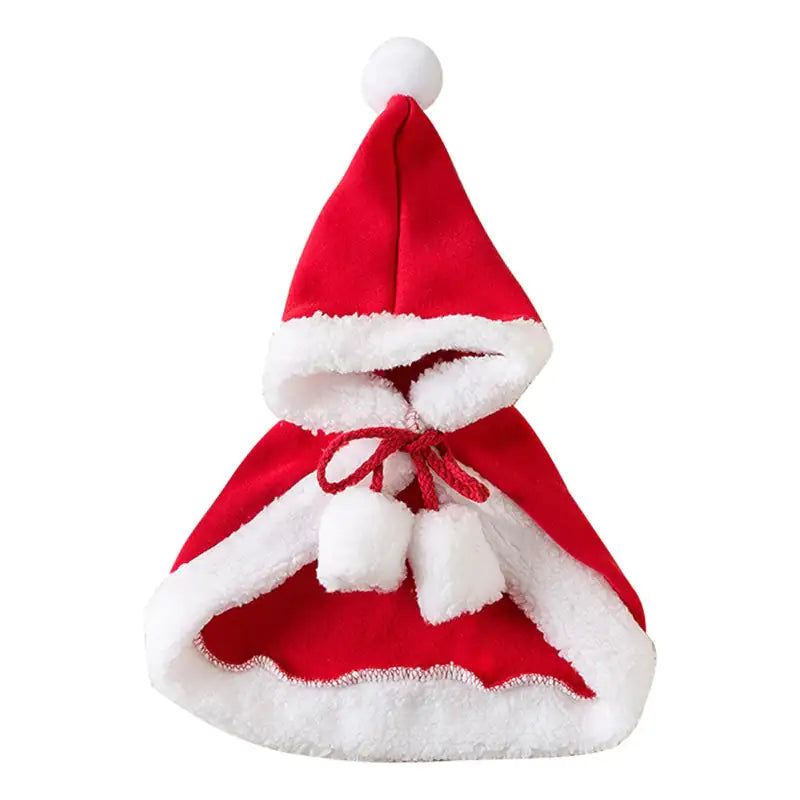 Red Santa Festive Paws Holiday Cape on a white background 