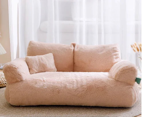 Apricot luxe pet sofa in a home setting