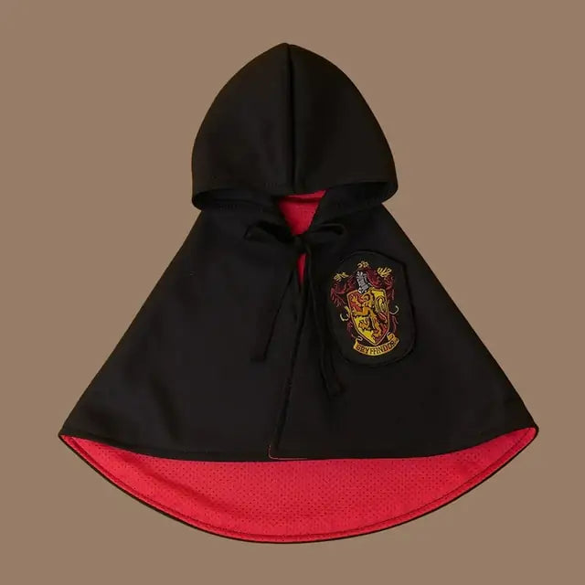 Black and red Wizard Cosplay Cape on a beige background 