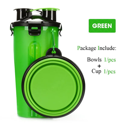 Green  2-in-1 Pet Hydration and Snack Station on white background , showing one bowl option