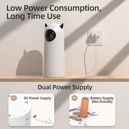 split image, laser device in use in home setting, below, dual power supply showing batteries and power supply. 