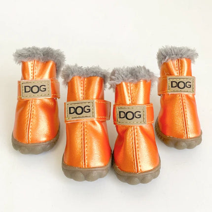 Gold Pawfect Winter Boots on a white background 