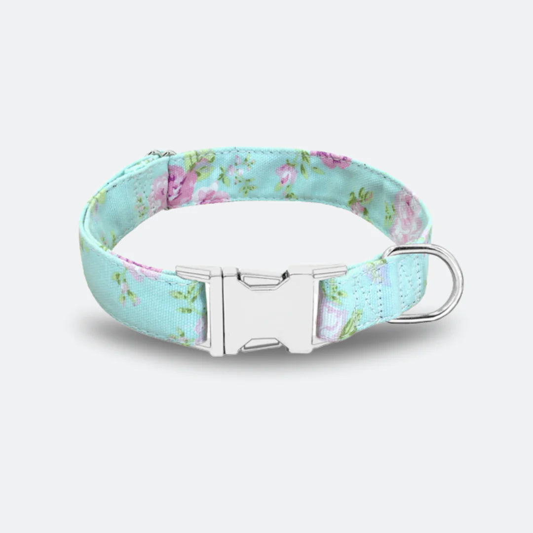 personalized dog collar with flower pattern 