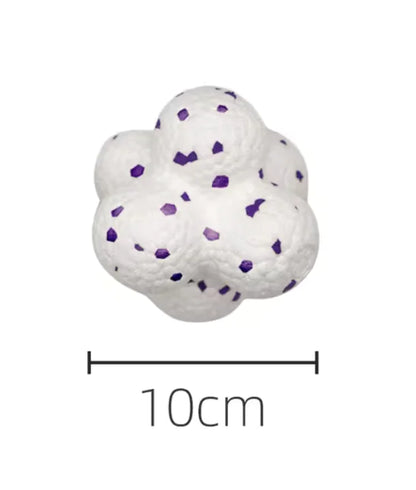 white ball knot on white background showing dimensions of  10 cms diameter 