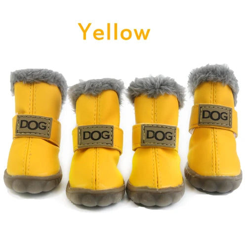 Yellow Pawfect Winter Boots on a white background 
