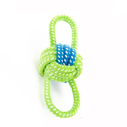 green and blue two loop toy on a white background 