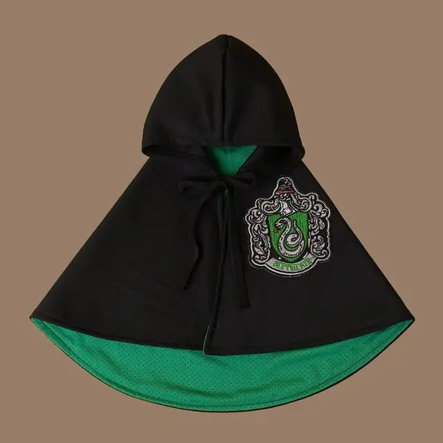 Black and Green Wizard Cosplay Cape on a beige background 