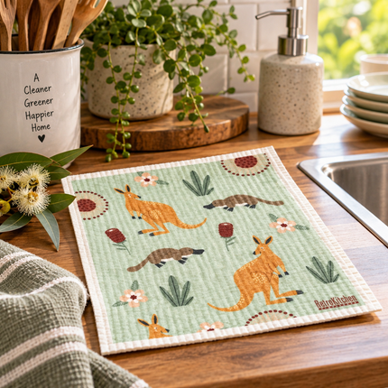RetroKitchen Kangaroo & Platypus Sponge Cloth