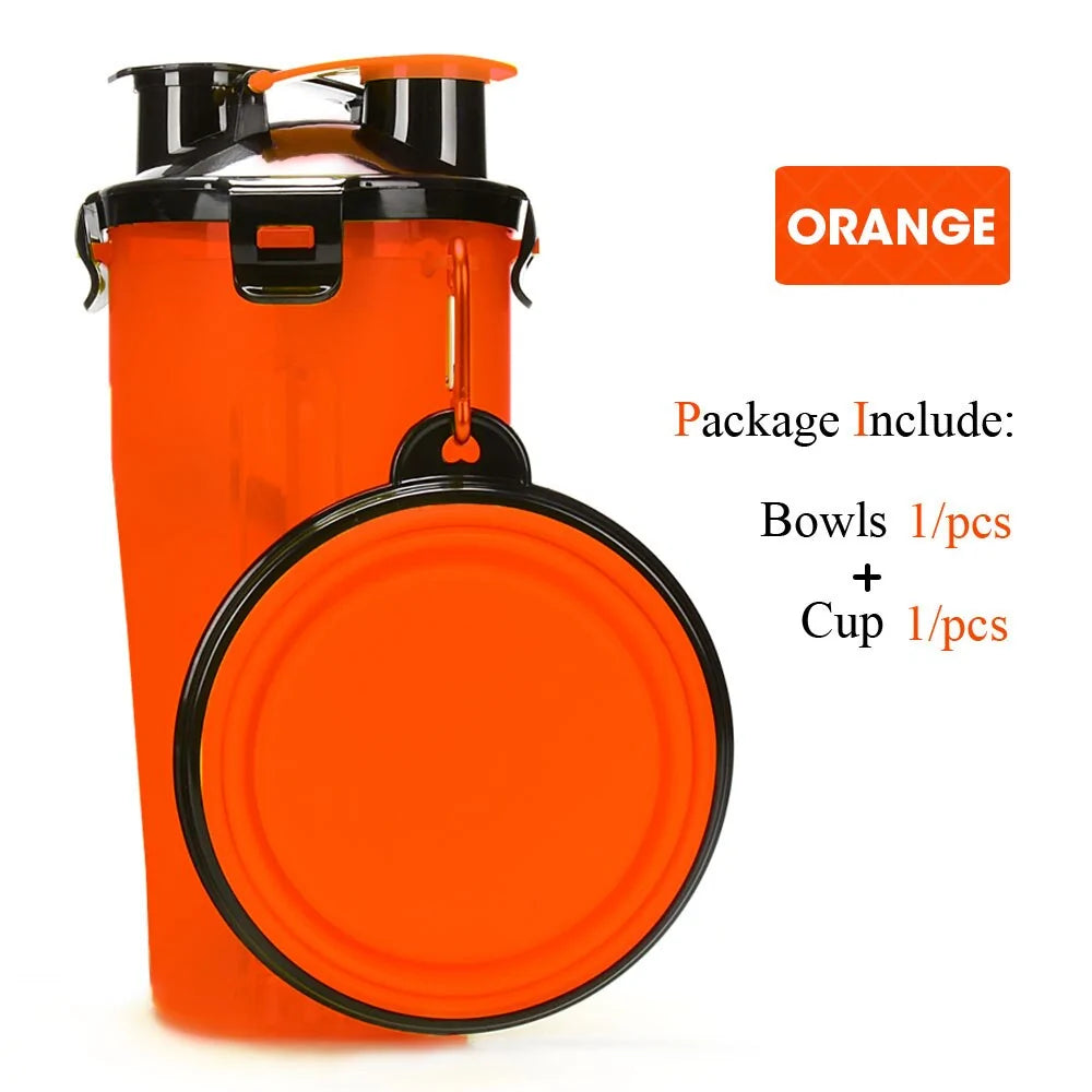 Orange  2-in-1 Pet Hydration and Snack Station on white background , showing one bowl option