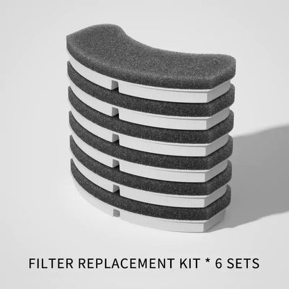 six filter cartridges on a white background