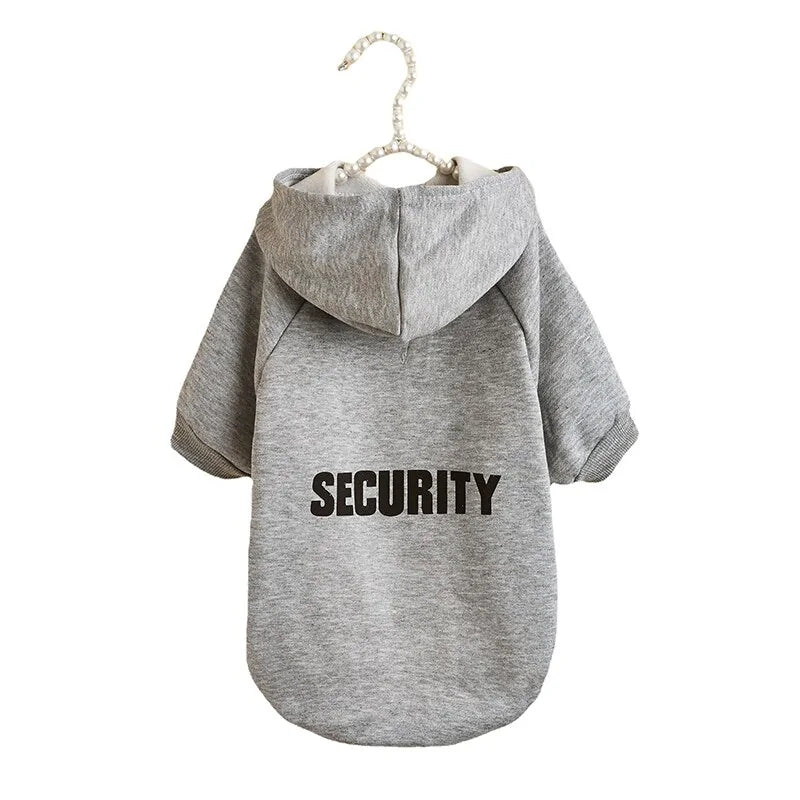 grey SECURITY pet hoodie on a white background 