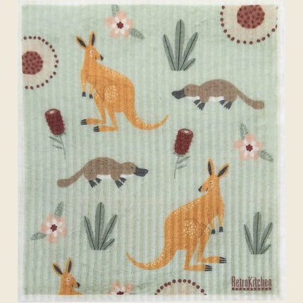 RetroKitchen Kangaroo & Platypus Sponge Cloth