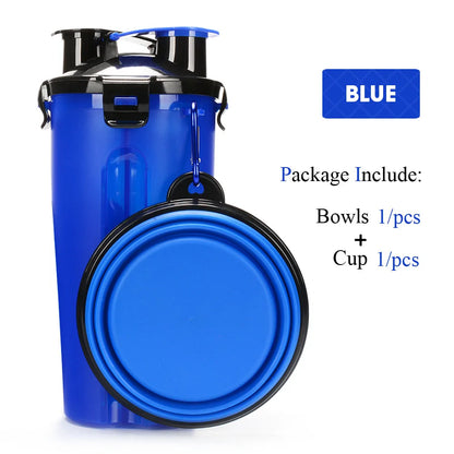 Blue 2-in-1 Pet Hydration and Snack Station on white background , showing one bowl option