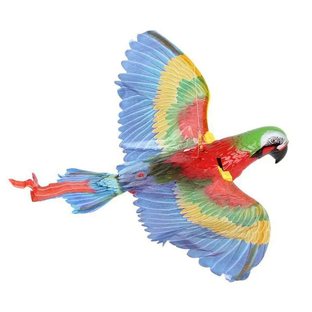 rainbow color flapping bird toy on a white background