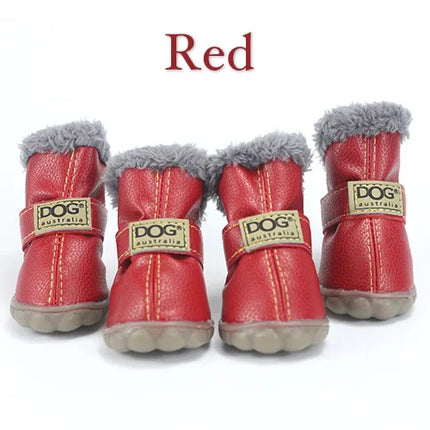 Red Pawfect Winter Boots on a white background 