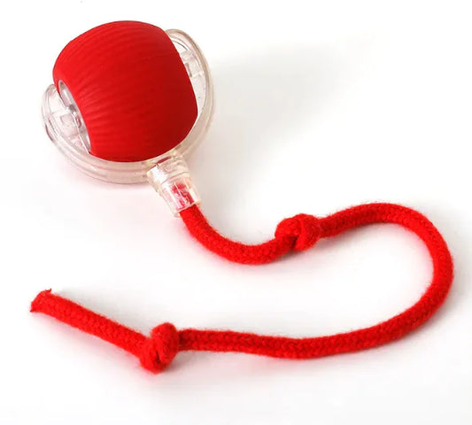 Red Roll ‘n’ Pounce Cat Toy on white background 