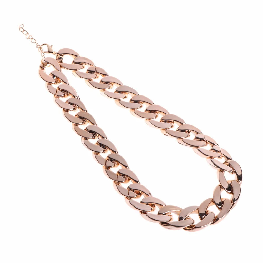 Rose Gold Rock Star Pet Chain Necklace on a white background. 