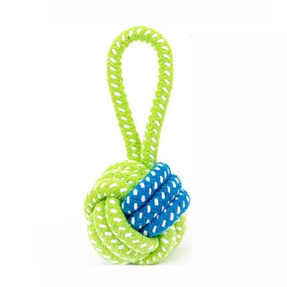 Green and blue Loop Ball toy on a white background 