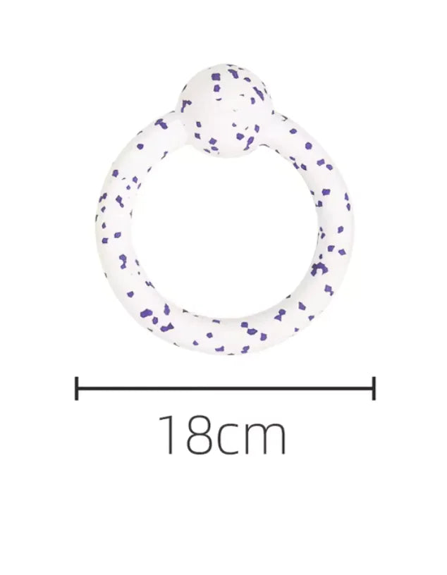 white loop ball on a white background showing dimensions of 18 cms in diameter. 