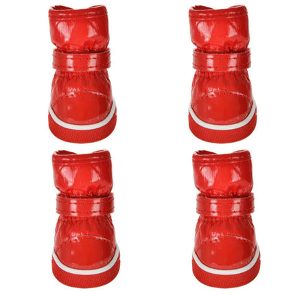 red deluxe pet boots on white background