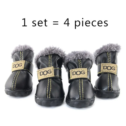 Black Pawfect Winter Boots on a white background, 1 set = 4 pieces. 