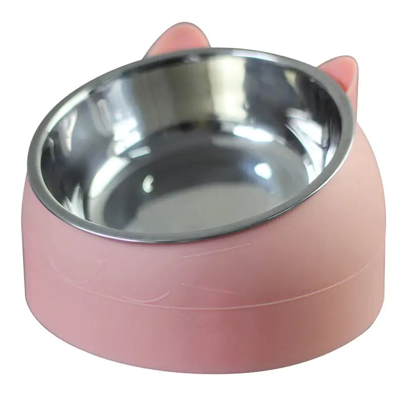 pink purrfect cat bowl white background