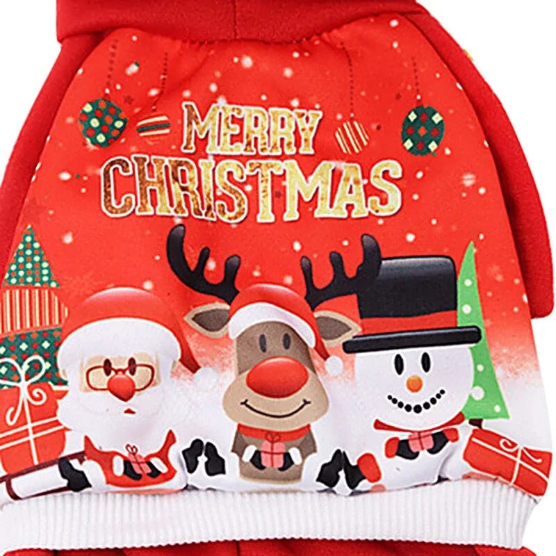 close up image of the Christmas design, showing Santa, a reindeer and snowman, presents and a sleigh. 