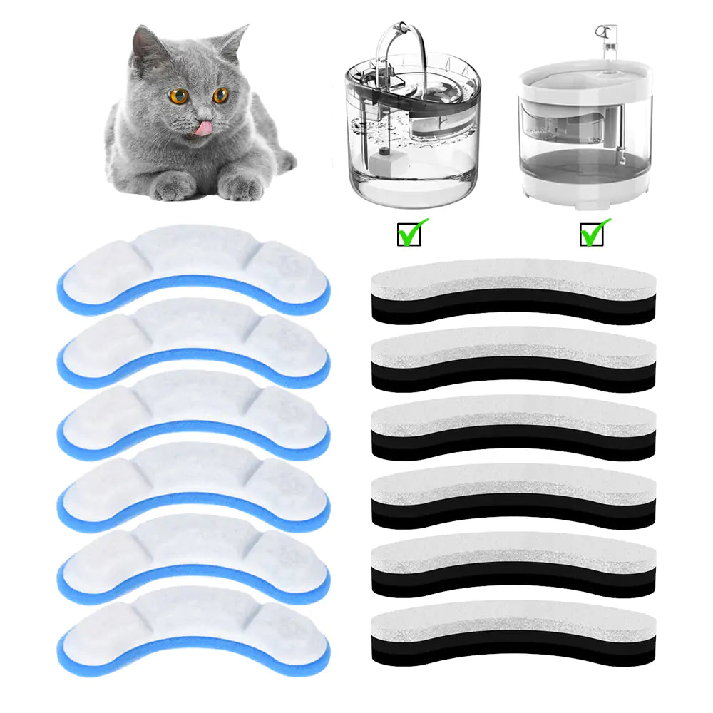 Smart Cat Water Fountain replacement filter cartridges - 6 pack on a  white background 