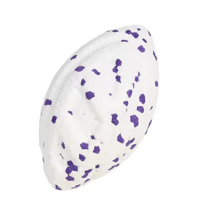 white football shaped chew toy on white background 