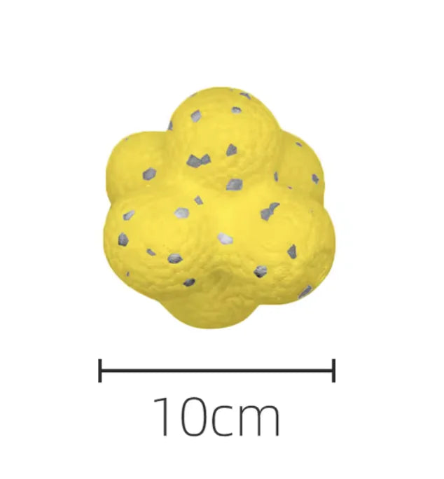 yellow knot ball on white background showing dimensions of 10 cm diameter