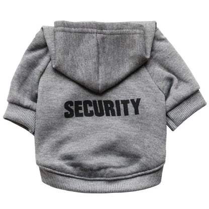 Grey 'SECURITY' Stylish Pet Hoodie on a white background 