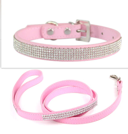 Glamorous Rhinestone Pet Collar and Leash Set