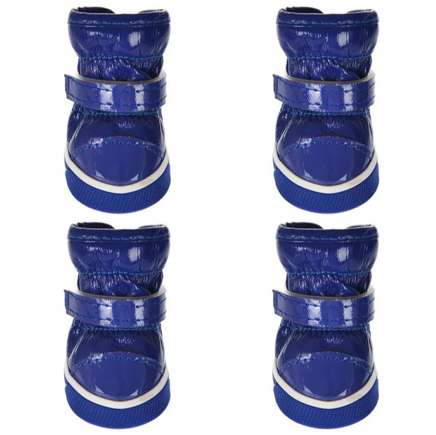 blue deluxe pet boots on white background