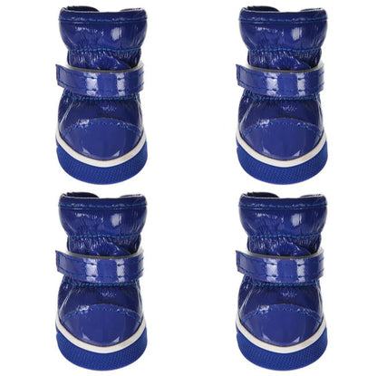 blue deluxe pet boots on white background