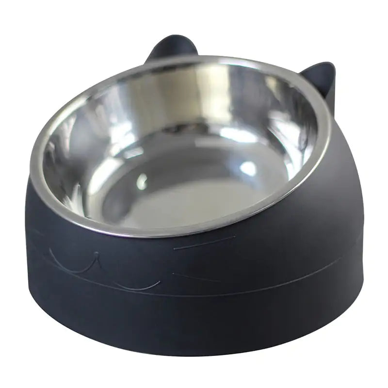 black purrfect cat bowl white background