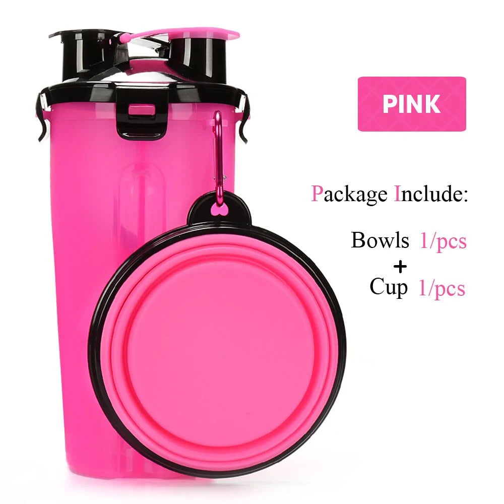 Pink  2-in-1 Pet Hydration and Snack Station on white background , showing one bowl option