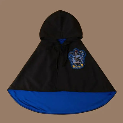 Black and Blue Wizard Cosplay Cape on a beige background 