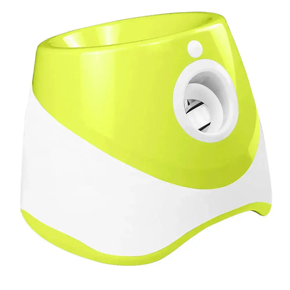 Green Automatic Tennis Ball Launcher on a white background 