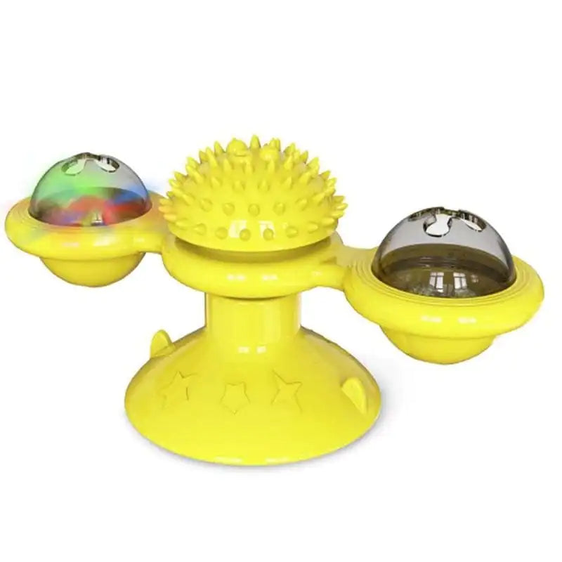 Yellow Purrfect Spin-N-Twist Cat Toy on a white background