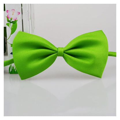 Bright green bow tie on a white background 