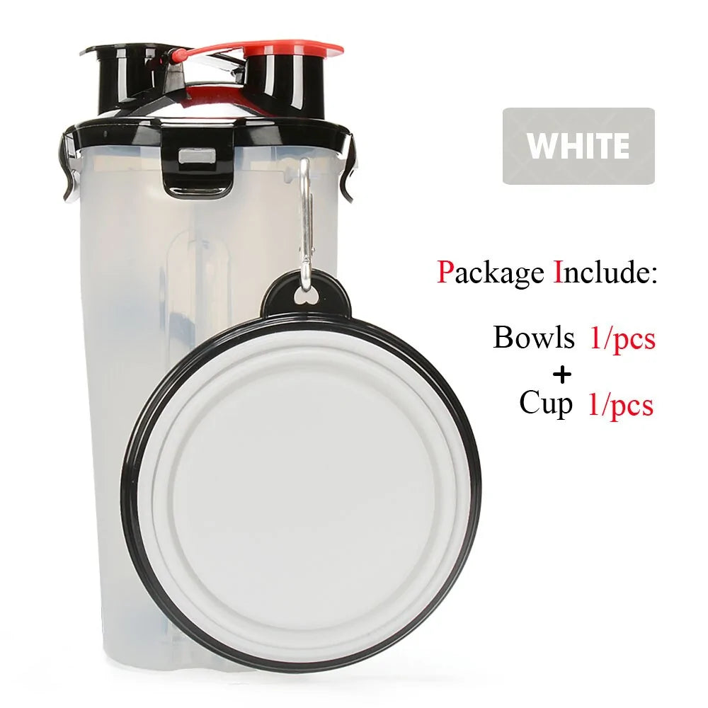 White  2-in-1 Pet Hydration and Snack Station on white background , showing one bowl option