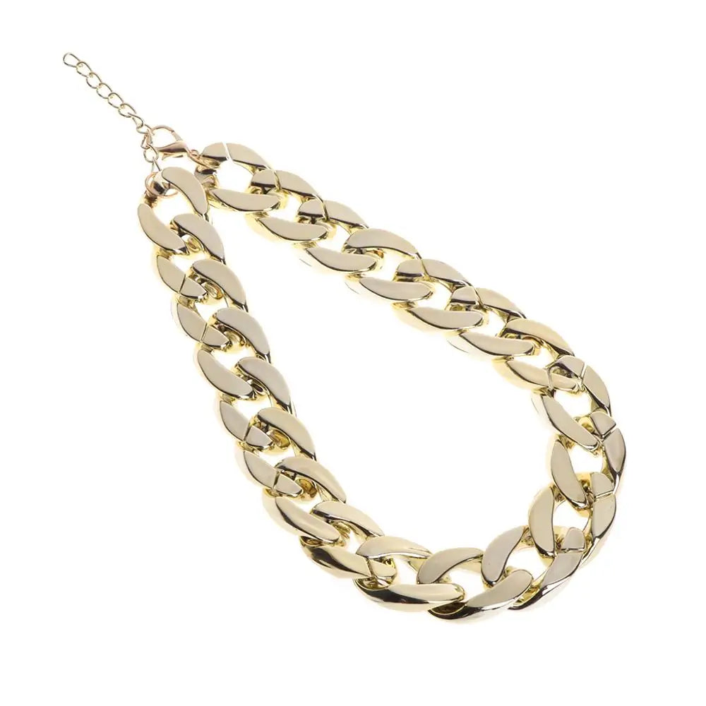 Gold Rock Star Pet Chain Necklace on a white background. 