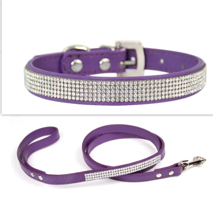 Glamorous Rhinestone Pet Collar and Leash Set