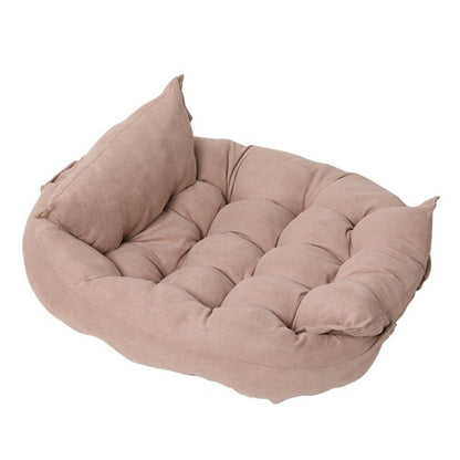 Pink Cozy Haven Pet Bed, white background. 